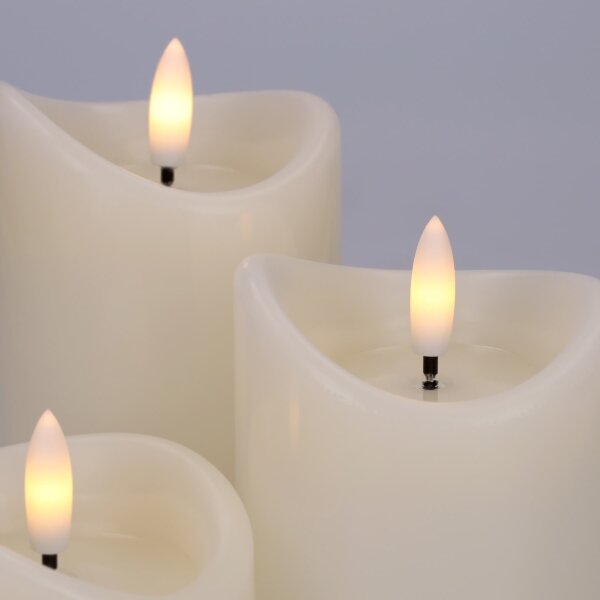BRILAGI - Set di 3 candele LED, 2x AAA, colore crema