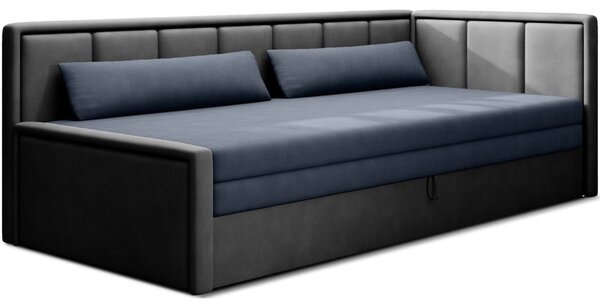 Divano blu/grigio allungabile/con contenitore e rivestimento in ciniglia 214 cm Fulgeo – ELTAP