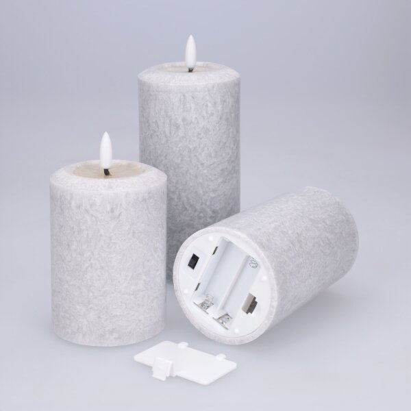 BRILAGI - Set 3x candele LED LED/2xAA grigio