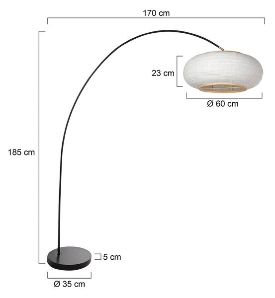 Mexlite Lampada ad arco Solva, Nero, Soggiorno / Sala da pranzo, Metallo, Lampada da terra