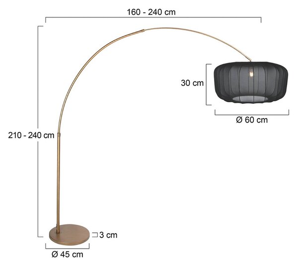 Steinhauer Lampada ad arco Sparkled Light, Bronzo / Ottone antico, Soggiorno / Sala da pranzo, Metallo, Moderno, Lampada da terra