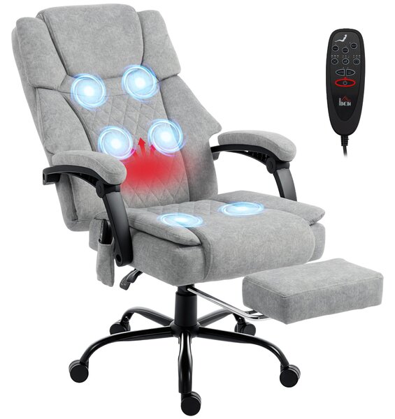 Sedia da ufficio HOMCOM con funzione massaggio, funzione riscaldante, regolabile in altezza, colore grigio