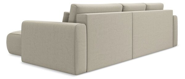 Divano angolare beige allungabile/con contenitore (con penisola a destra/con chaise lounge) con rivestimento in velluto Kapua – Makamii