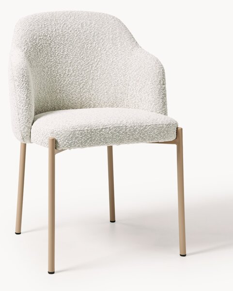 Sedia imbottita in bouclé con braccioli Felicia