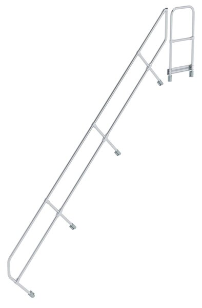 Scala con piattaforma a 45° secondo corrimano per 15 gradini inclinazione 45°
