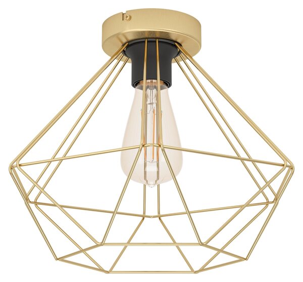 Plafoniera Vintage Tarbes Acciaio Ottone Spazzolato 1 Luce E27