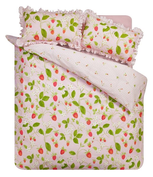 Set copripiumino e federa rosa per letto singolo 135x200 cm Strawberry Frills – Catherine Lansfield
