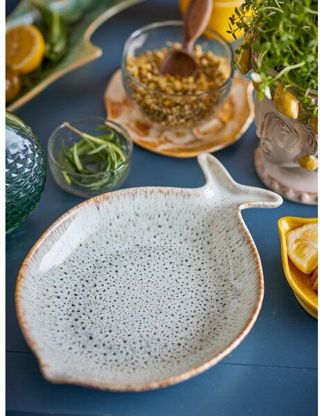 Piatto da portata blu e beige in gres Fleur – Bloomingville