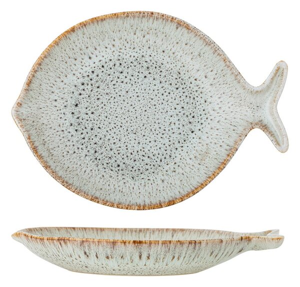 Piatto da portata blu e beige in gres Fleur – Bloomingville