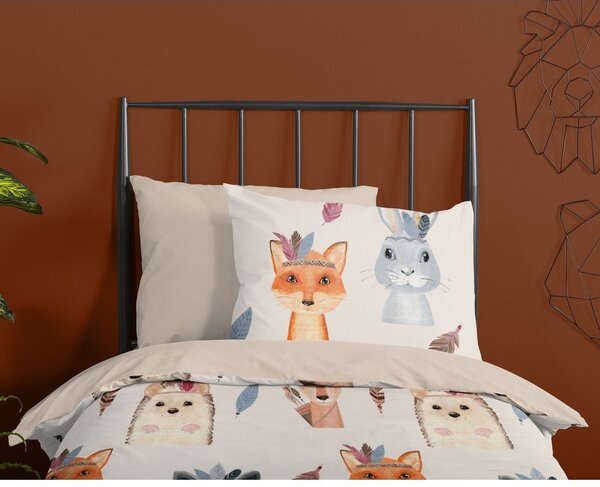 Set copripiumino e federa da bambini marrone/beige in cotone per letto singolo 140x200 cm Rave – Good Morning