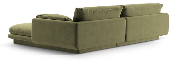 Divano angolare in verde chiaro (con penisola a sinistra/con chaise lounge) con rivestimento in velluto Torino – Micadoni