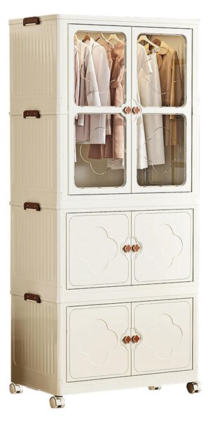 Armadio SevenComfort 167 x 75 x 45 cm Armadio multiuso pieghevole con ante magnetiche 10 appendini per soggiorno Camera da letto Bianco