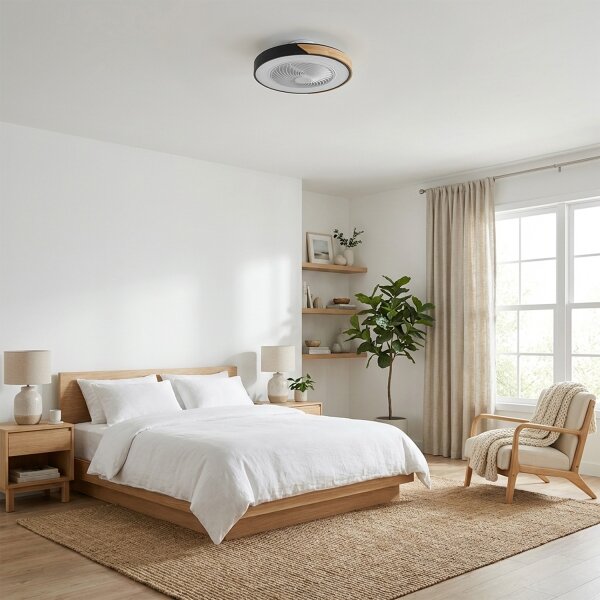 Brilagi-LED Dimmerabile lampada a LED con ventilatore LED/30W/230V 3000-6500K nero/rovere +telecomando