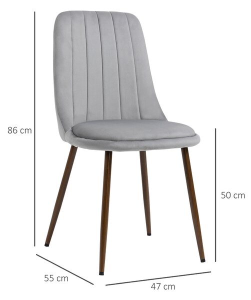 HOMCOM Sedie da Cucina Imbottite, Set 4 Pezzi in Poliestere e Acciaio, 47x55x86 cm, Grigio|Aosom
