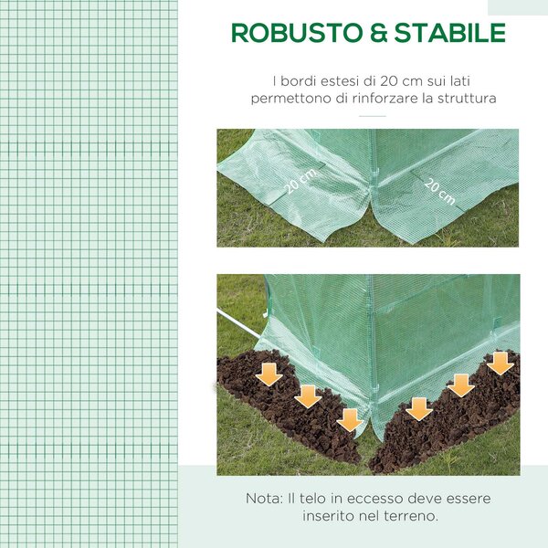 Outsunny Telo Serra in PE con 6 Finestre, Porta Avvolgibile e Bordi Interrati, 3x3x2 m, Verde | Aosom Italy