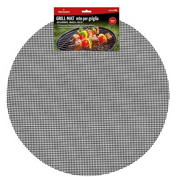Reticolo Antiaderente Rotondo per Barbecue a Carbone Grill Mat Ø50 cm in Fibra di Vetro e PTFE