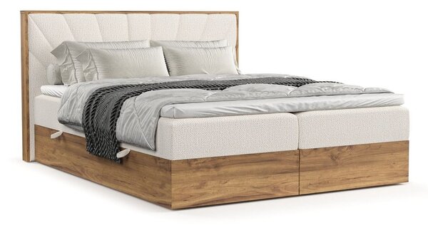 Letto boxspring con contenitore in crema-naturale 140x200 cm Asahi - Maison de Rêve