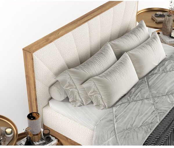 Letto boxspring con contenitore in crema-naturale 140x200 cm Asahi - Maison de Rêve