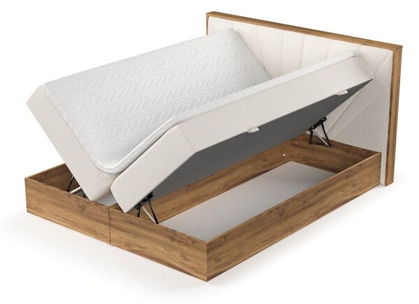 Letto boxspring con contenitore in crema-naturale 140x200 cm Asahi - Maison de Rêve