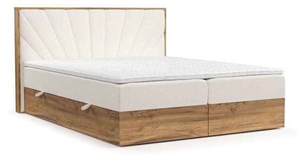 Letto boxspring con contenitore in crema-naturale 140x200 cm Asahi - Maison de Rêve
