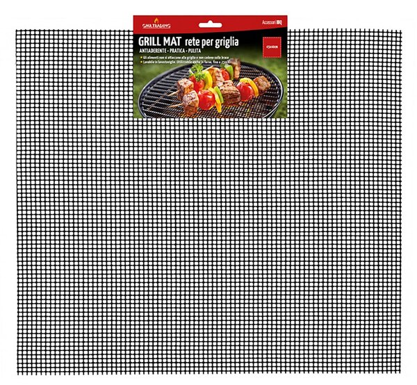 Reticolo Antiaderente Rettangolare per Barbecue a Carbone Grill Mat 45x40 cm in Fibra di Vetro e PTFE