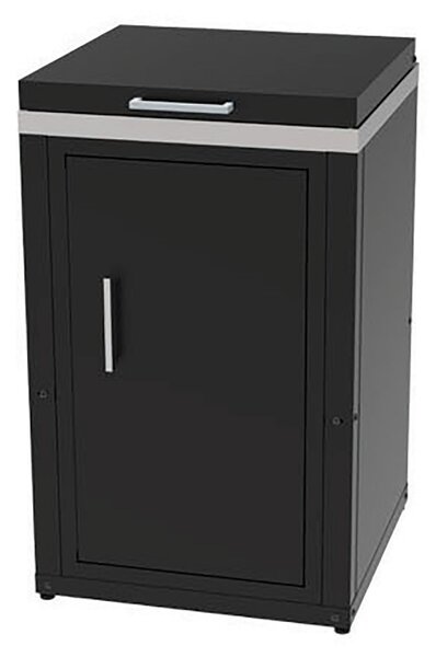 Mobile Cucina 3 Fuochi a Gas 60,7x60,7x100 cm con Armadietto Sotto e Coperchio in Acciaio e Vetro Nero
