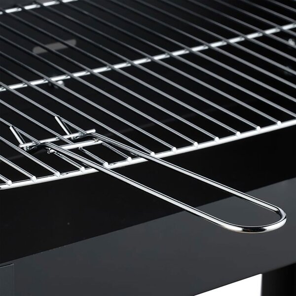 Barbecue a Carbone Sebastian 87x42x82 cm con Griglia in Acciaio Inox e Coperchio Nero
