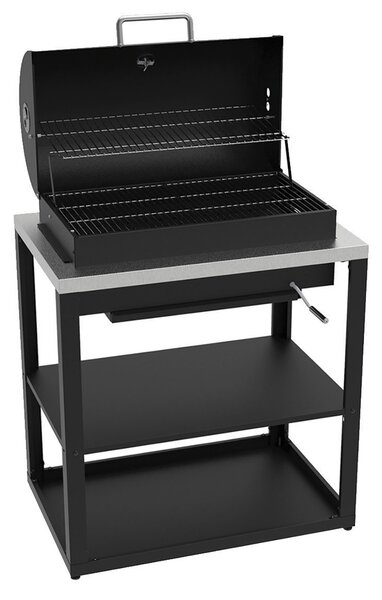 Composizione 3 Moduli Cucina BBQ + Armadietto con Cassetti + Mobile Lavandino Top in Acciaio Inox Nero