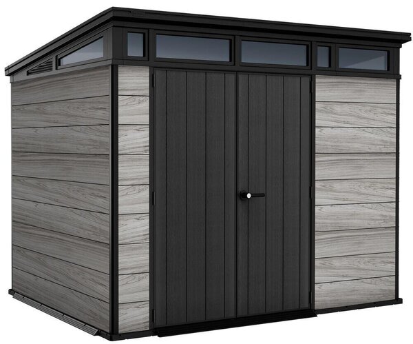 Casetta da giardino Keter PENT Signature 9x7 Storm Grey, con pavimento