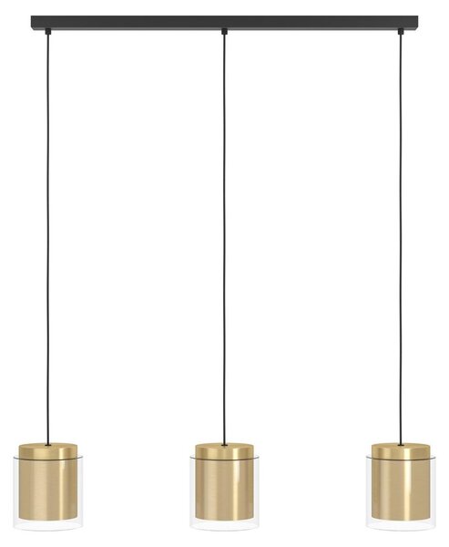 Lampadario Contemporaneo Lagunitas 3 Luci Acciaio Nero E Ottone