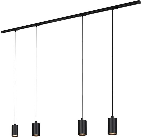 Sistema a binario Briloner Rail, set completo, 4x pendenti GU10, alimentazione, nero, 1,5 m