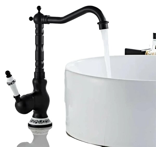 Miscelatore per lavello, da montare a soffitto, struttura in ottone resistente, ottone, colore nero
