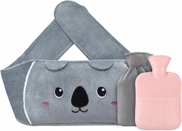 Borsa dell'acqua calda con cintura, portatile, borsa dell'acqua calda lunga con coperta. Borsa dell'acqua calda con morbida fodera in flanella, borsa dell'acqua calda in gomma per la zona lombare, il collo e i dolori mestruali