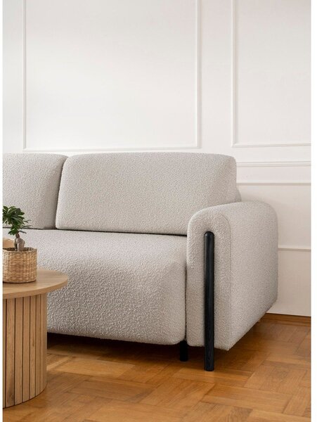 Divano greige allungabile/con contenitore e rivestimento in bouclé 244 cm Arcadova – ELTAP