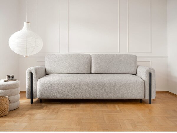 Divano greige allungabile/con contenitore e rivestimento in bouclé 244 cm Arcadova – ELTAP