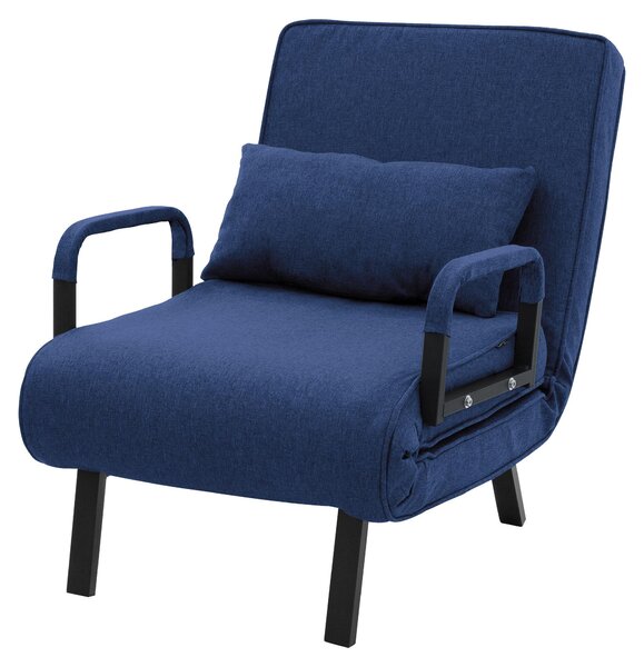 Poltrona reclinabile con funzione letto, poltrona 3-in-1 con funzione letto, poltrona trasformabile in letto, poltrona pieghevole, divano letto pieghevole, tessuto chenille, blu