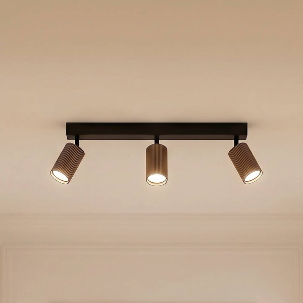 Faretto da soffitto Tune, a 3 luci, marrone, metallo, lunghezza 66 cm Tune TK Lighting, dimmerabile, Marrone / Ruggine, Soggiorno / Sala da pranzo, Alluminio, Faretto