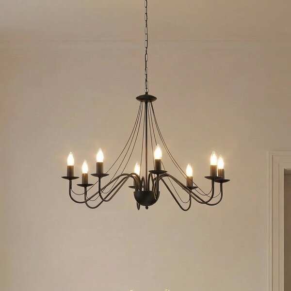 Lampadario Malbo, nero, metallo, a 8 luci, E14 Malbo HELAM, dimmerabile, Nero, Soggiorno / Sala da pranzo, Metallo, Moderno