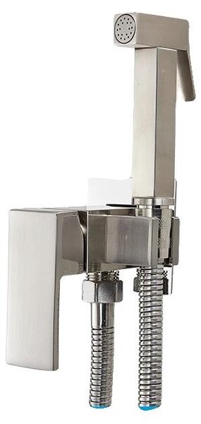 Rubinetto per bidet, struttura in ottone, design a parete, finitura in nichel