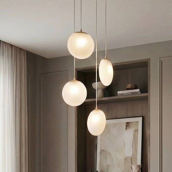 Lampada a sospensione in vetro Lunelle Lucande, dimmerabile, Soggiorno / Sala da pranzo, Vetro, Moderno, Lampada a sospensione
