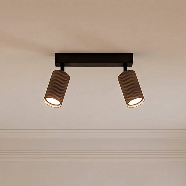 Faretto da soffitto Tune, a 2 luci, marrone, metallo, lunghezza 44 cm Tune TK Lighting, dimmerabile, Marrone / Ruggine, Soggiorno / Sala da pranzo, Alluminio, Faretto