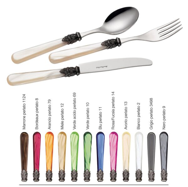 Servizio Set di Posate 24 pezzi in Acciaio Inox Eme Napoleon Perlato Arancio 79
