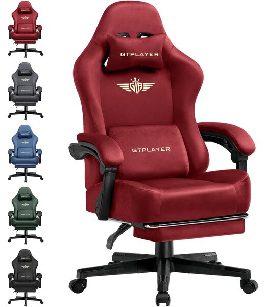 Sedia da ufficio ergonomica, tessuto traspirante, schienale regolabile, colore rosso