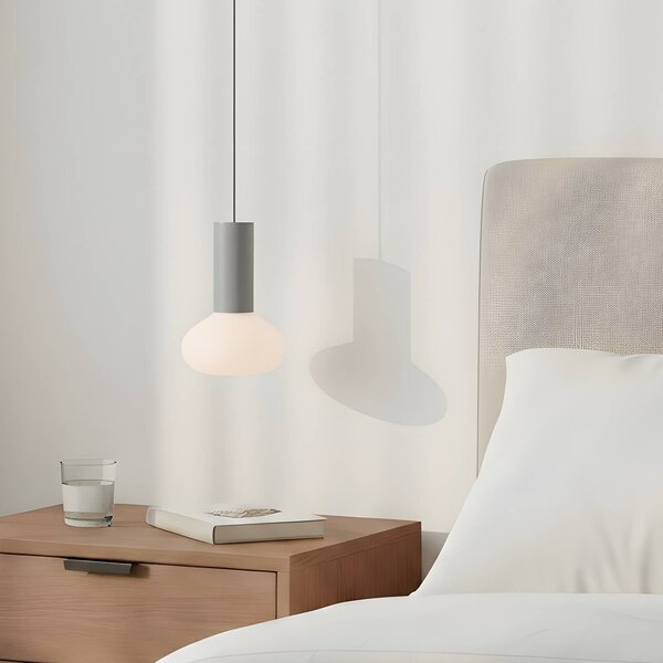 Lampada a sospensione in vetro Flo ALDEX, dimmerabile, Alluminio / Grigio / Zincato, Soggiorno / Sala da pranzo, Metallo, Design, Lampada a sospensione