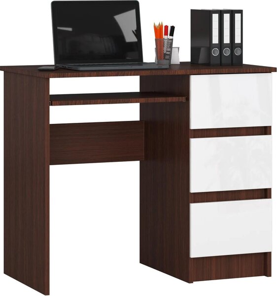 Scrivania A-6 CLP Wenge Bianco Destra con 3 Cassetti