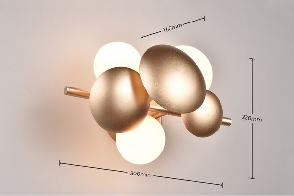 Lampada da parete in oro e bianco Bubble - Trio Select