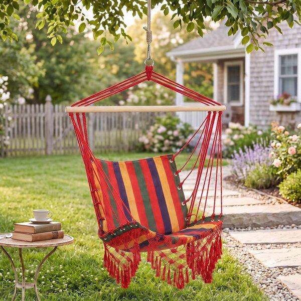 Outsunny Amaca Sedia Sospesa in Poliestere, Colorata, 100x60x100cm|Aosom