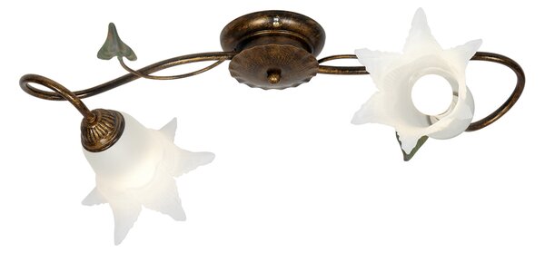 Plafoniera rustico Mirella Eco bianco, in vetro, D. 30 cm 26x30 cm, 2 luci