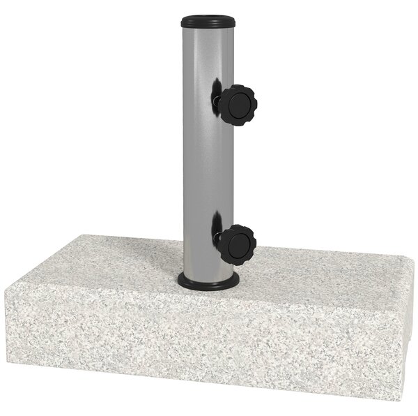 Outsunny Base per Ombrellone da Giardino 25kg per Pali da Ø32mm, Ø38mm e Ø48mm, in Granito e Acciaio Inox, 45x22.5x40 cm, Grigia|Aosom
