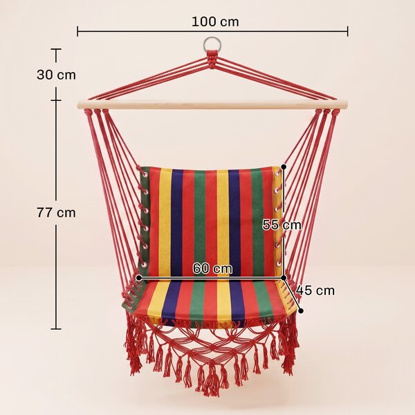 Outsunny Amaca Sedia Sospesa in Poliestere, Colorata, 100x60x100cm|Aosom